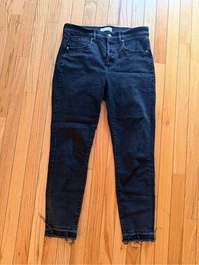 LOFT Black Skinny Jeans with Frayed Hem